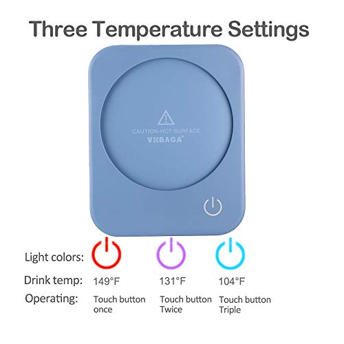 Vobaga Coffee Mug Warmer, 4 Hours Auto Shut Off Cup Warmer For Office Home Desk Use With 3 Temperature Settings, Electric Beverage Warmer For Cocoa,Tea, Milk, Soup, Sky Blue (No Cup) #TOP3
