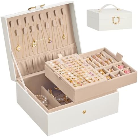 SONGMICS 2-Layer Jewelry Box Organizer, Jewelry Storage Case with...