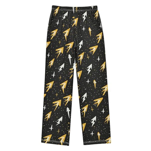 Boys' Pants Yellow White Lightning Bolt Dots Long Bottoms Jogger Pants Elastic Waist Trousers with Pockets S-XL