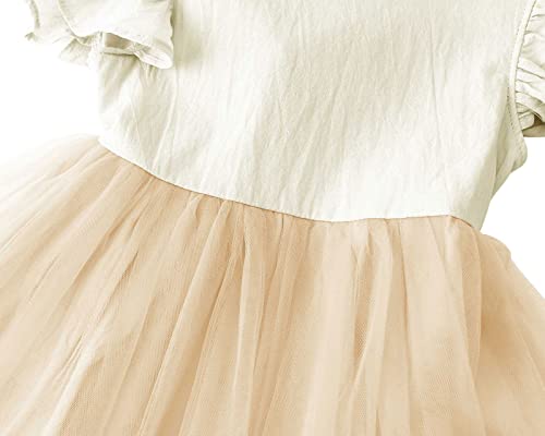 Dutebare Toddler Girls Tulle Tutu Dress Linen Ruffle Tie Back Sleeveless Kids Princess Party Dresses4
