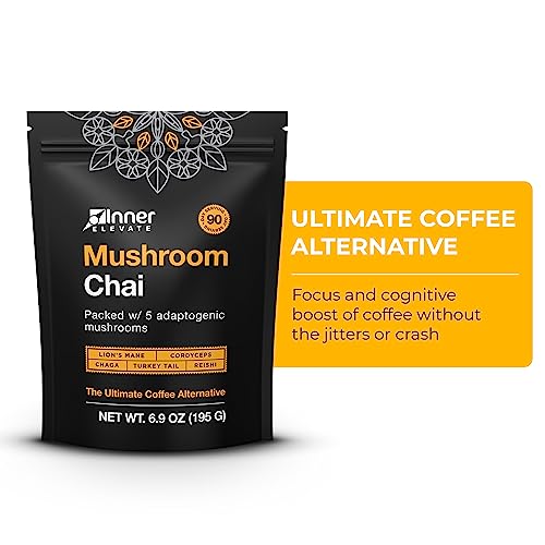 Inner Elevate Mushroom Chai - Ultimate Coffee Alternative - Adaptogenic Mushroom Tea Drink with Lion's Mane, Cordyceps, Chaga, Reishi, Turkey Tail (90 Servings) - Image 3