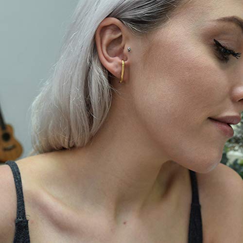 18K Gold Plated Sterling Silver Suspension Hoop Earring Ear Suspender Minimalist Ear Cuff Rose Gold Wrap Hoop Silver Huggie Earring2