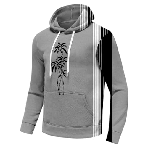 Men Fashion Long Sleeve Hooded Sweatshirt Palm Tree Print Oversized Travel Hoodie Stripes Loose Fit Outdoors Pullover3