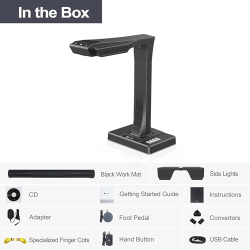 CZUR ET18 Pro Professional Document Scanner, 2nd Gen Auto-Flatten & Deskew Tech, 18MP HD Camera, Capture A3, 186 Languages OCR, Convert to PDF/Searchable PDF/Word/Tiff/Excel, Run On Windows & MacOS