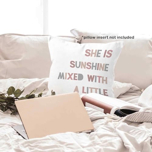 Monalet 011 Colorful Girls Nursery Throw Pillow Covers 18X18, She Is Sunshine Mixed With Hurricane Decorative Square Pillow Cases thumb #3