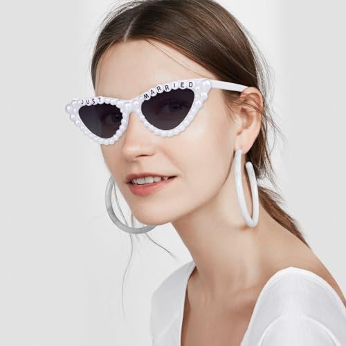 Bride Sunglasses - 'Just married ' Glasses for Wedding Party Decoration, Cat Eye Glasses for Bride to Be Gift Accessories2
