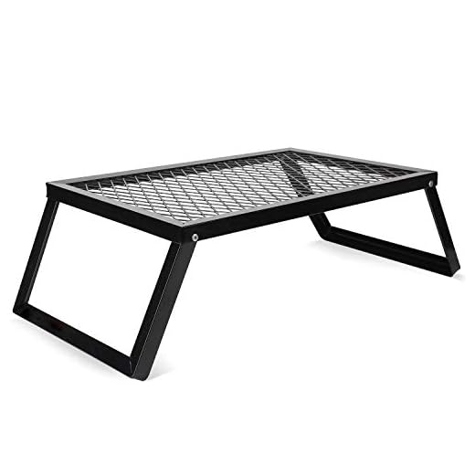 ZORMY Folding Camping Grills, Heavy Duty Iron Steel Grate, Portable Over Fire Camp Grill for Outdoor Table Backpacking Hiking Traveling Picnic BBQ