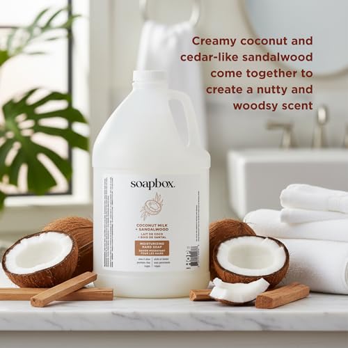 Image of Soapbox Liquid Hand Soap Gallon Refill, Coconut Milk & Sandalwood | Vegan, Paraben Free, Moisturizing, Natural Hand Wash for Kitchen and Bathroom, 128oz Gallon Refill (Pack of 1)