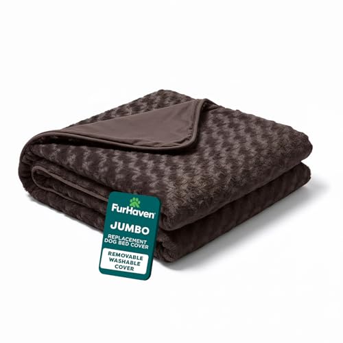 Furhaven Replacement Dog Bed Cover Ultra Plush Faux Fur & Suede Contour Luxe Lounger, Machine Washable - Chocolate, Jumbo (X-Large)