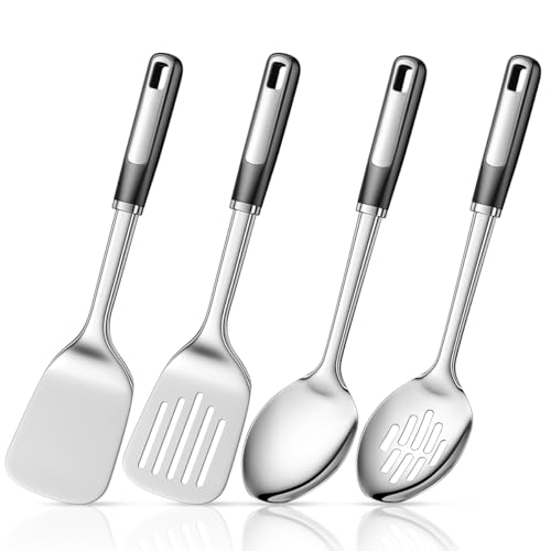 Pack of 4 Cooking Utensils Set, Large Solid Spatulas, Heat