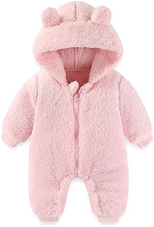 AiWMGL Newborn Baby Bear Outfit Suit Girls Boys Fleece Jumpsuit Romper Hooded Winter Snowsuit Clothes