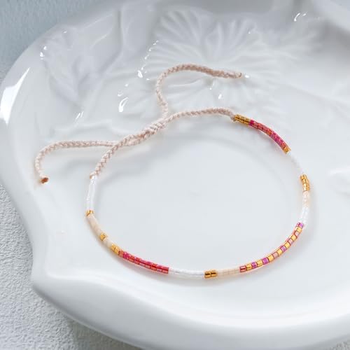 Image of KELITCH Boho Women Crystal Shell Beaded Friendship Bracelets Handmade Strand Bracelet Bangles Jewelry