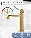 Wasserhahn Bad Waschtischarmatur Gold, Armatur Badezimmer mit Auslauf Höhe 105 mm, Einhebelarmatur Golden, Bad Mischbatterie Edelstahl