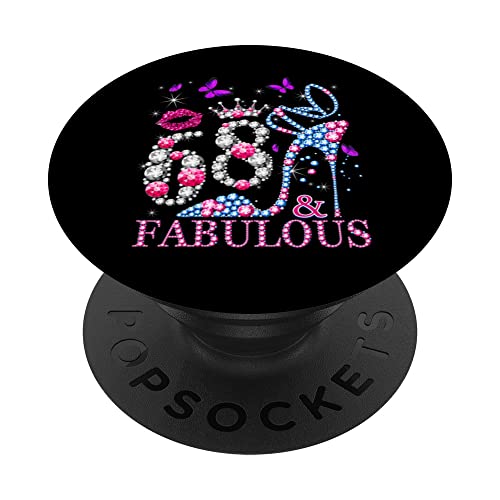 68 Years Old Gifts 68 & Fabulous 68th Birthday Pink Diamond PopSockets PopGrip Intercambiable