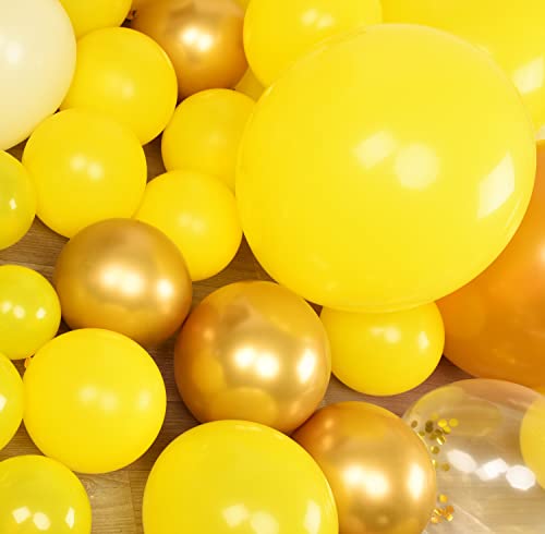 Image of KALOR 10 Inch Yellow Balloons, 100 Pcs Latex Helium Balloons for Kid's Birthday Party Baby Shower Wedding Graduation Graduation Party Decorations
