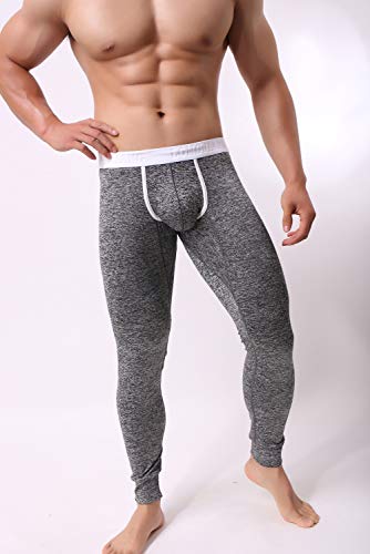 KAMUON Calça masculina de cintura baixa com cintura baixa e calça legging térmica, Black #2, Large