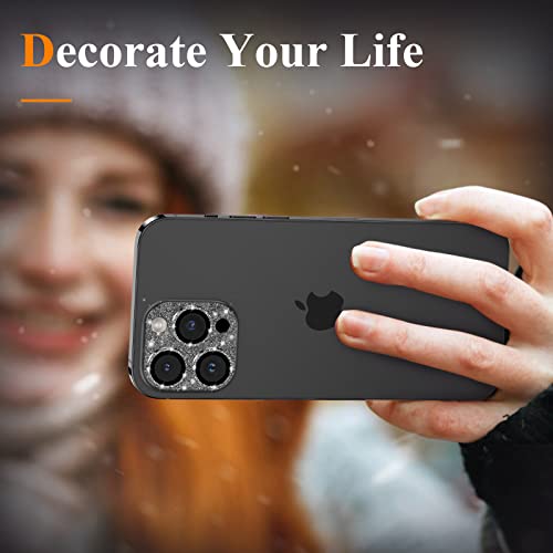 Image of YWXTW for iPhone 13 Pro /iPhone 13 Pro Max Camera Lens Protector, [4TH Gen New Bling Design] Glitter Shiny Diamond Metal Ring Tempered Glass Back Camera Screen Protector Lens Cover
