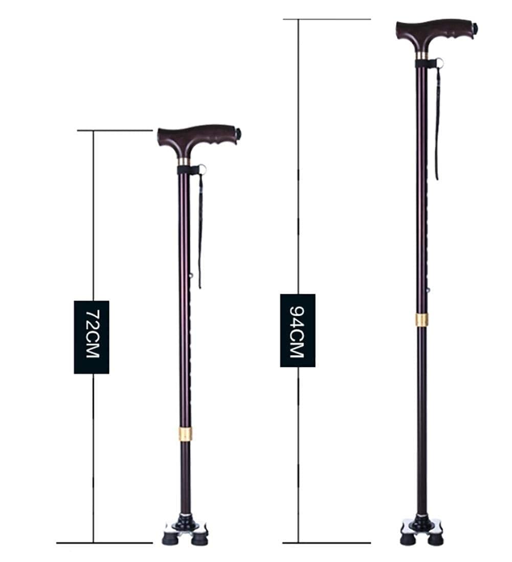 Affidati a Camminare Camminatore per Anziani Rollator Stampelle in Alluminio Torcia a LED per stampelle Pieghevole in Alluminio Multifunzionale Anziani con Illuminazione Sicuro Comodo Anniversario