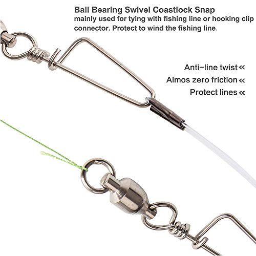 image for ZENRICK 20/ Pack High Strength Fishing Ball Bearing Swivel with Coastl