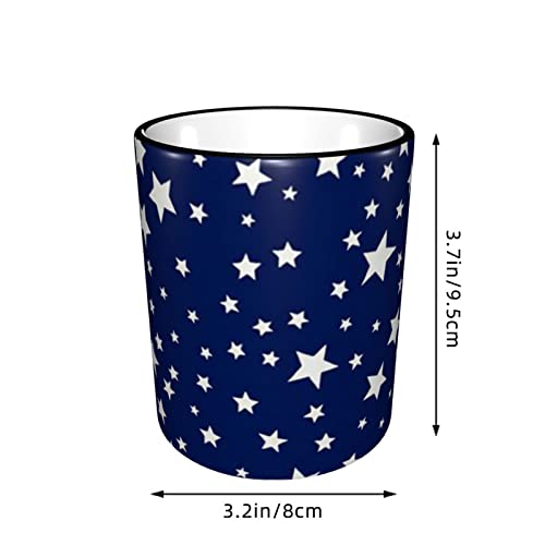 Lkuzloh Christmas Stars Navy Blue Cute Coffee Mugs Ceramic Cup Tea For Women Men 12 Oz With Handle Funny Birthday Holiday Christmas Friends Personalized Gift Kitchen Work #TOP2
