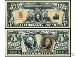 American Art ClassicsPack of 5 - US Postal Service Ben Franklin Bill - Best Gift for Stamp and Money Collectors