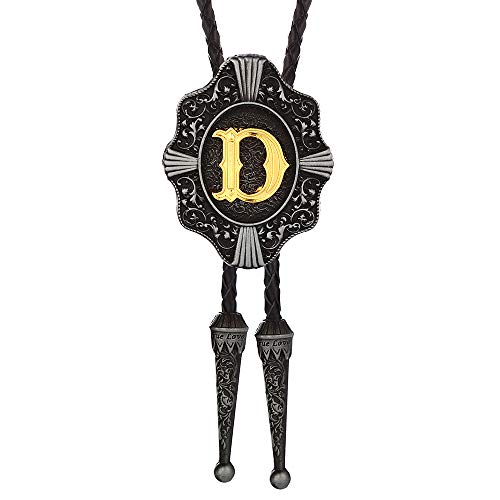Bolo Tie for Men- Vintage Initial Letter ABCDMJR to Z Western Cowboy Costume Wedding Bolo Ties (D)