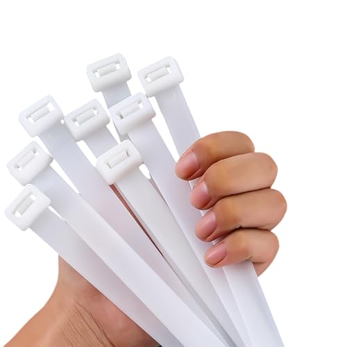 Bridas Plastico Grandes 500mm x 12mm, Bridas Largas Blanco 50cm, 40 piezas Bridas para Cables Anchas Gigantes Brida Plástico Gruesas Fuertes Resistentes A Los Rayos UV Zip Ties