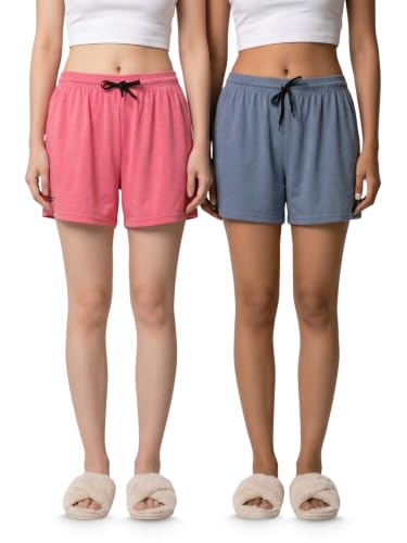 Image of Fflirtygo Women's Cotton Shorts | Sports and Running | Gym Workout and Yoga | Regular Fit Shorts for Women Combo (Pack of 2)