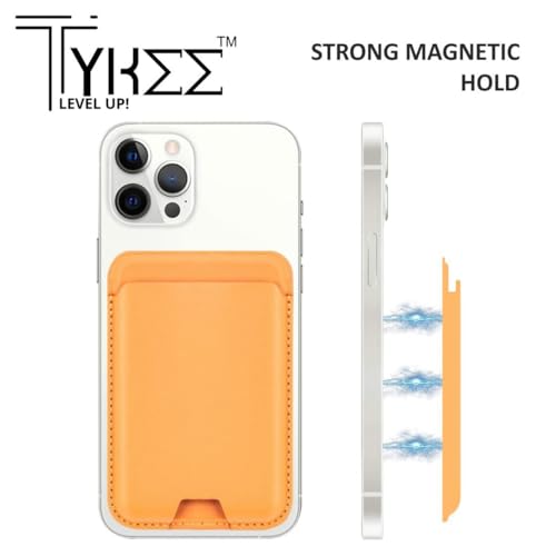 Image of Tykee Magsafe Wallet Vegan Leather Magnetic Card Holder - RFID Blocking for Samsung Galaxy All Series - Sunrise Yellow