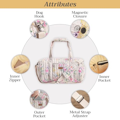 Maison d'Hermine Travel Duffle bag Cotton Quilted bag Overnight Luggage Weekender Business Travellers Family Trip - Sweet Rose Lavender3