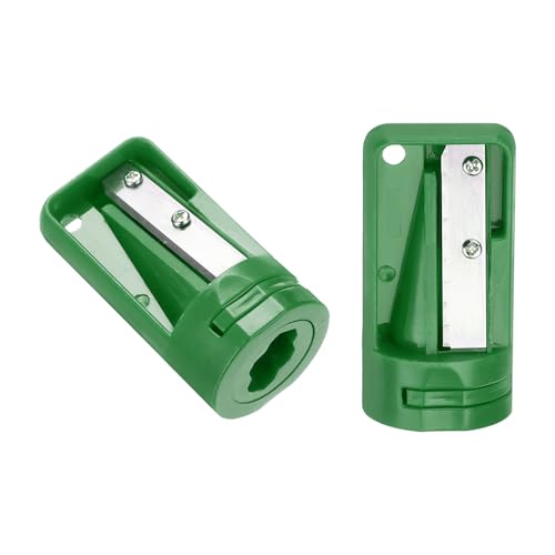 QUARKZMAN 2pcs Sacapuntas de Carpintero, Verde, Sacapunta Manual Portátil Afilalápices Cortador de Lápices de Solo Agujero Simple para Escuela Oficina Carpintería Viajes Manualidad