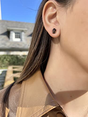 Le Vian 2 Carat Brown Smoky Quartz Oval Stud Earrings for Women I Rose Gold Plated 925 Sterling Silver Earrings for Her I Classic Unisex Push Back Studs I 8x6 mm Gemstone3