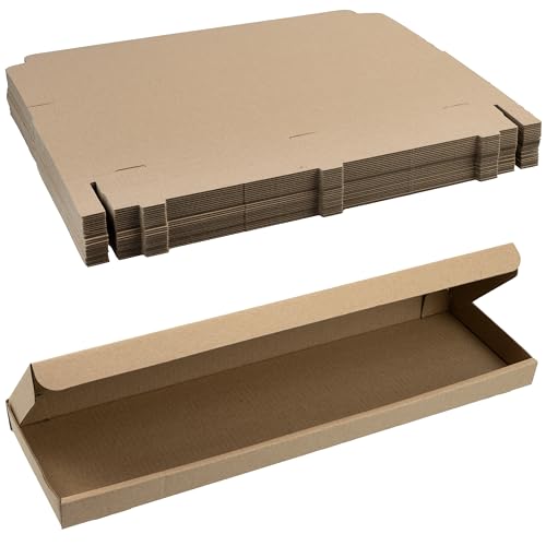 AERZETIX   Pack de 25 Cajas de cartón plegables 320x100x22 mm | cartón ondulado marron | para envíos, embalaje postal, regalos y almacenamiento