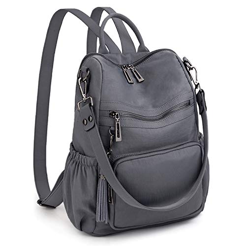 Image of UTO Women Backpack Purse Leather Vegan Ladies Fashion Designer Rucksack Convertible Travel Shoulder Bag with Tassel