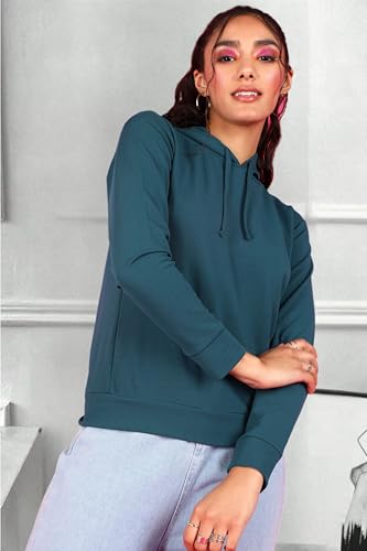 Image of POPWINGS Casual Solid Hooded Pocket Sweatshirt for Women || Women Sweatshirts Casual Wear ||Stylish Western Winter Wear Sweatshirts for Women