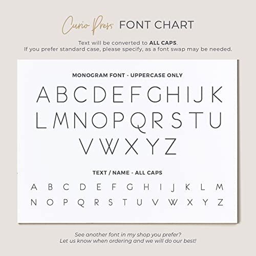 Personalized Professional Monogrammed Flat Card Stationery, Modern Everyday Mens Or Womens Stationary Note Card Set - Thin Line Flat #TOP5