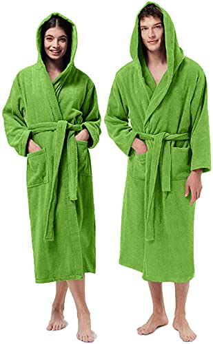 Jenny Sesal Peignoir UNISEX en Éponge, Idéal pour la MAISON, le SPA, la SAUNA, la SALLE DE SPORT. Doux et avec une haute capacité de séchage, vert, M