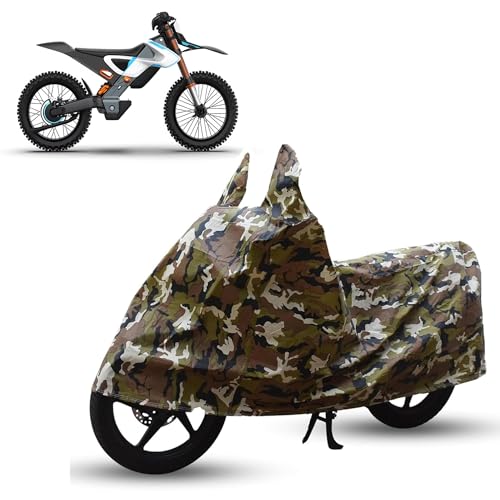 Image of Sulfar Bike Cover for Hero Vida Dirt.E (EV) (Electric Motorcycle) | Waterproof, Dustproof & UV Protected | All Weather Two Wheeler Cover (Army Green) New 2026 Variants