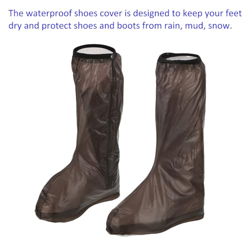 M METERXITY 1 Par de Cubiertas Impermeables para Zapatos - Reutilizables, Antideslizantes, Plegables, Protectores de Zapatos de PVC con Cremallera, para Deportes al Aire Libre (M, Café) miniatura 5