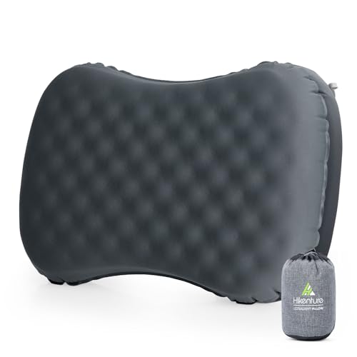 HIKENTURE Almohada inflable, almohada de camping hinchable, cojín cervical ergonómico con espuma, almohada de camping, almohada de viaje, almohada de viaje inflable para exterior, playa, tienda de