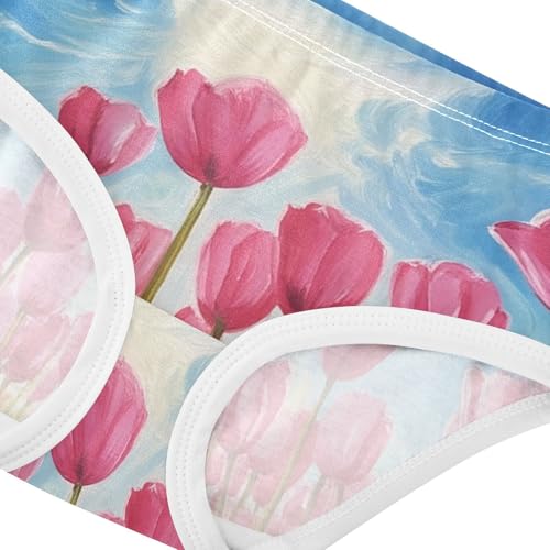 Animal Girls Underwear Toddlers 2t Cotton Panties Little Girl Vibrant Field Pink Tulips Blue Sky Kids Briefs Undies4