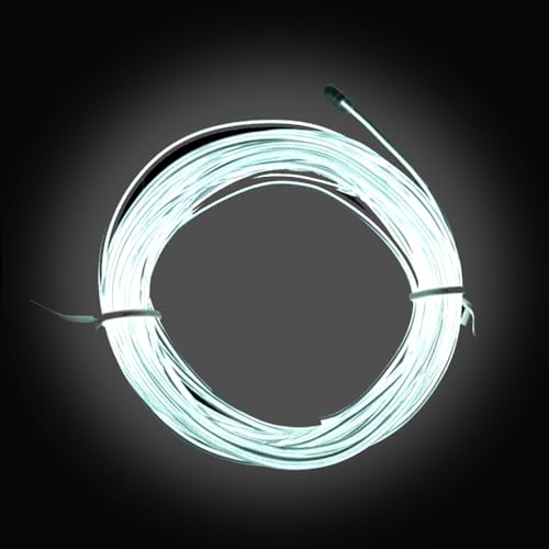 Image of dobestyou White EL Wire -5m Glow-in-The-Dark Electroluminescent Wire with Controller, Waterproof Flexible Light Strip for Halloween Costumes, Cosplay, Rave Parties & DIY Nighttime Decorations
