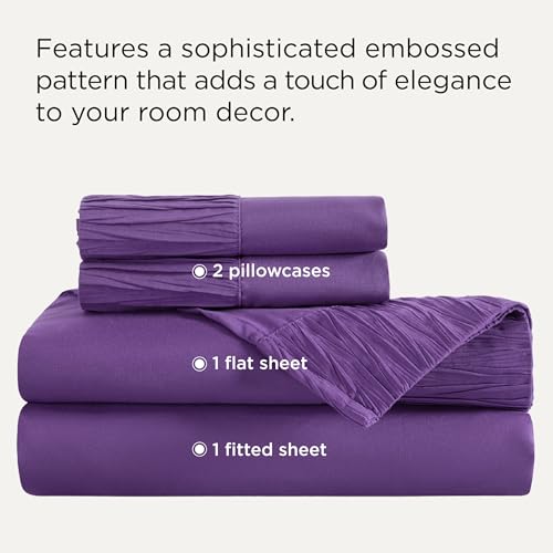Image of Bedsure King Size Sheets Set - 4 Pieces Soft King Sheets - Breathable & Cooling - Hotel Luxury - Easy Care Polyester Microfiber Bedding for Women, Men, Purple