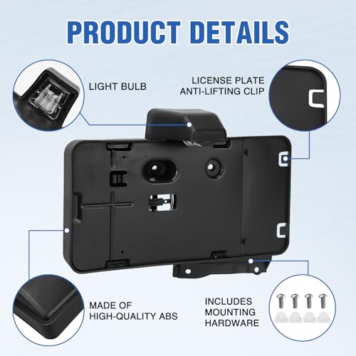 Image of Nilight Rear License Plate Holder with Light for 2007-2018 Jeep Wrangler JK JKU Sahara Rubicon X Sport & Unlimited,Plastic License Plate Mounting Black