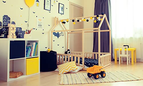 Toddler Bed With Rails, House Shaped Bed, Montessori Bed With Rails, Chidren Bed, House Bed, Floor Bed, Nursery Bed, Platform Bed, Canopy Bed Without Slats Under The Mattress Us Twin Size #TOP2