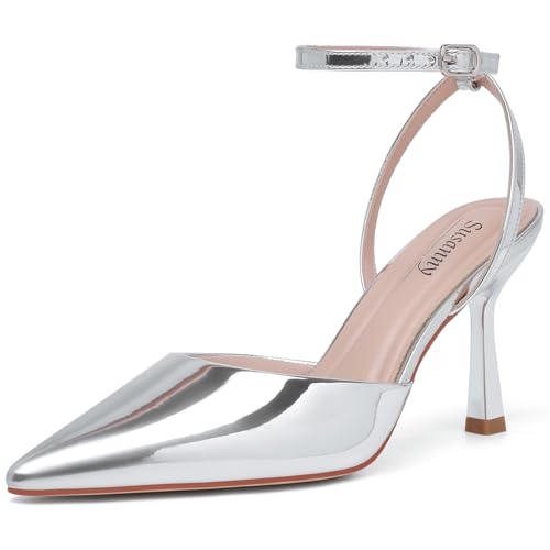 Image of Susanny Heels for Women Stiletto Closed Pointed Toe Backless Dress Shoes High Heels Sexy Kitten Pumps Wedding Guest Party Dance Prom Dressy Comfort Shoes