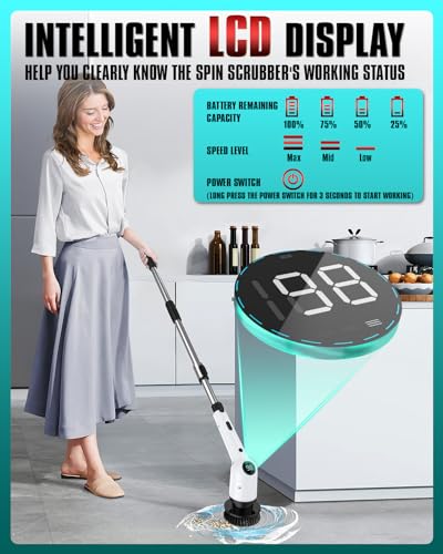 image for HattyRoom Electric Spin Scrubber, Cordless Shower Scrubber with 8 Repl