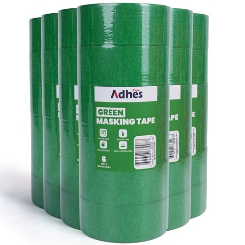 Image of Adhes Green Masking Tape 36 Rolls x 2'' x 55yds, Strong Adhesion, Clean Removal, Ideal for Painting, Automotive, and DIY Projects