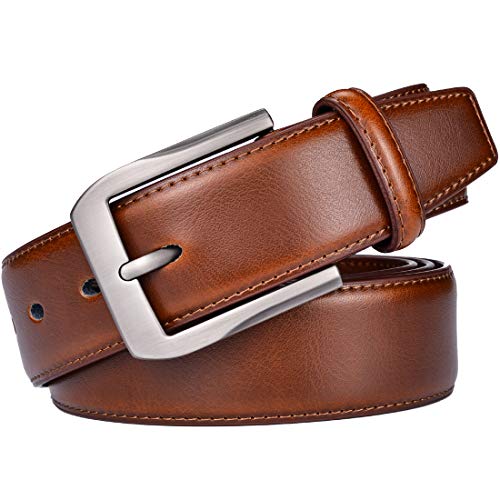 Image of beltox fine Men's Casual Leather Jeans Belts 1 1 /2 inch Wide 4MM Thick Alloy Prong Buckle Work Dress Belt for Men