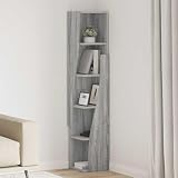 Owoxanthellate Armadio angolare grigio Sonoma, 27,5 x 27 x 140 cm, moderno scaffale angolare in legno con 5 scomparti, per soggiorno, corridoio e camera da letto